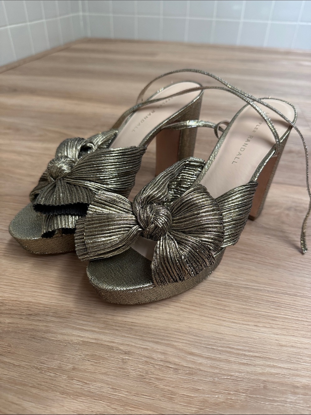 Loeffler Randall Metallic Gold Platform Heels